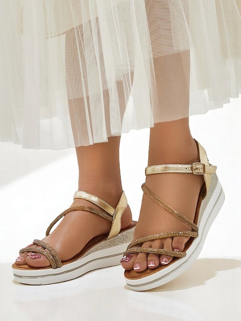 Royalfashion дамски сандали на платформа с кристали Ballosa