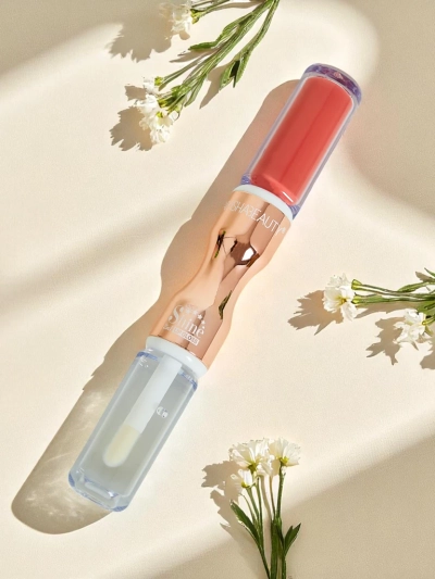 Червило и прозрачен гланц за устни 2-в-1 Прозрачно розово