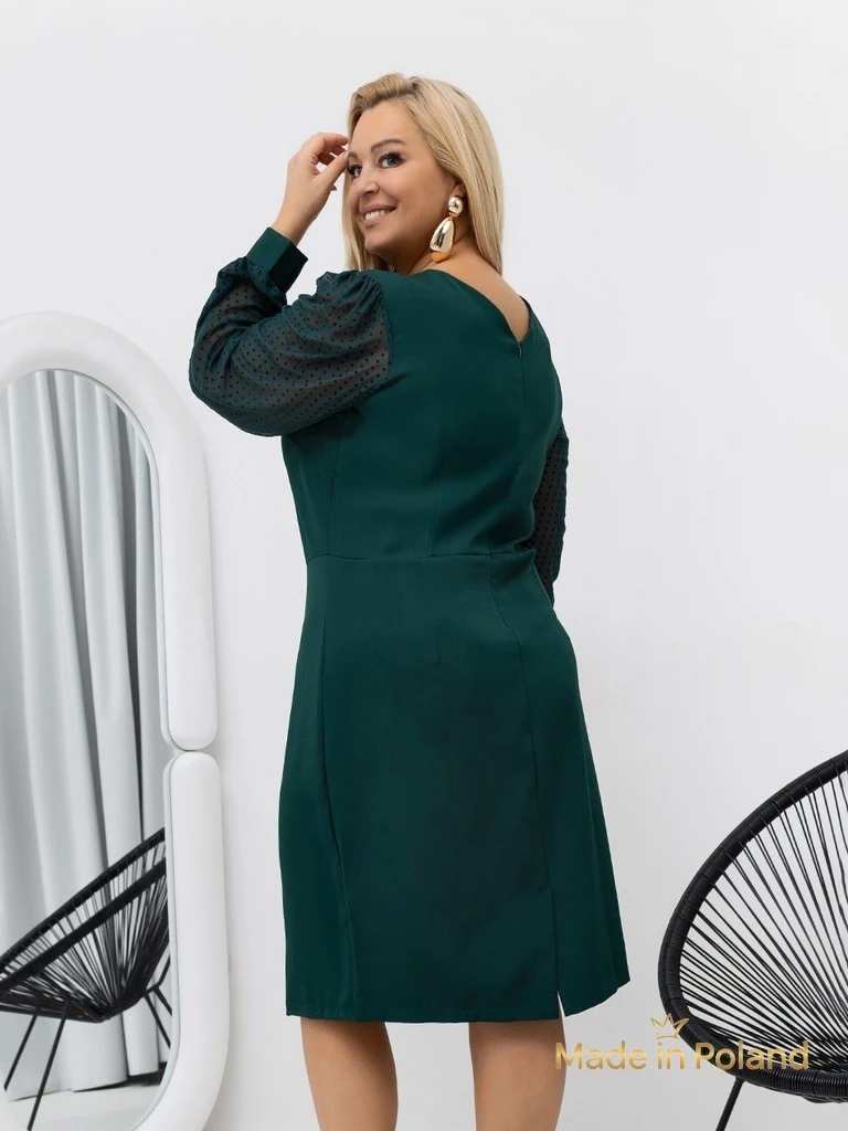 Елегантна дамска мини рокля с ръкави от тюл Evilla