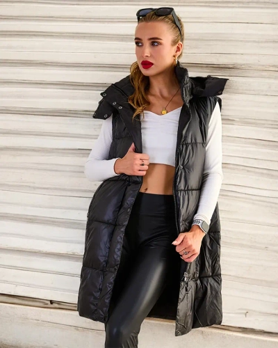 Royalfashion Дълга дамска жилетка с шевове