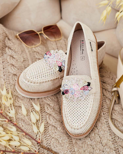 Royalfashion Мокасини с цветни камъни Restea