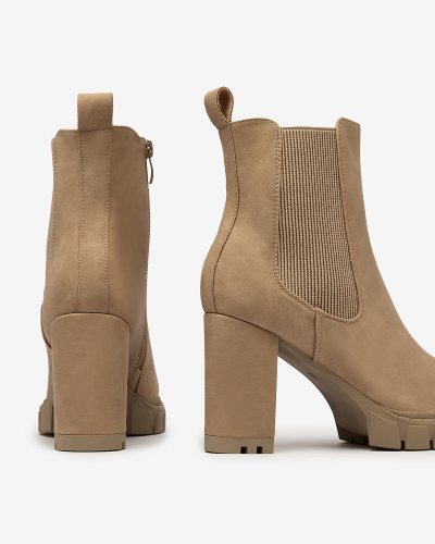 Royalfashion Светлокафяви дамски ботуши с висок ток Seihay