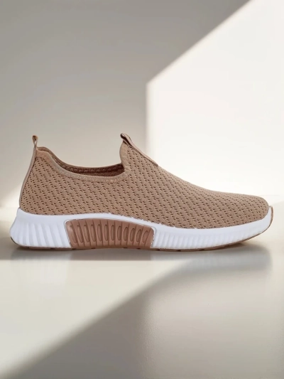 Дамски слипони Selene светлокафяви, плат, плосък ток, комфорт