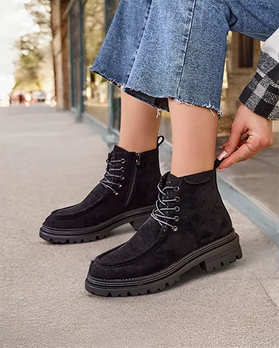 Дамски ботуши до глезена Royalfashion с връзки Rullose