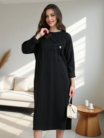 Royalfashion дамска миди рокля от плат с голям размер и цвете