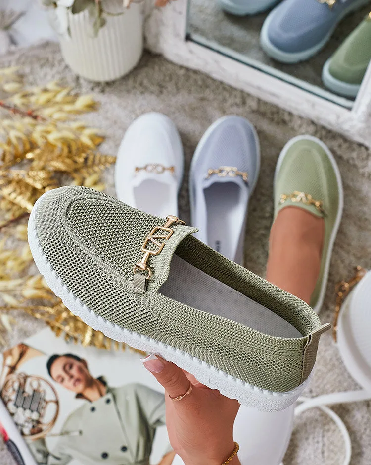 Royalfashion Дамски мокасини от плат със златна украса Erticae