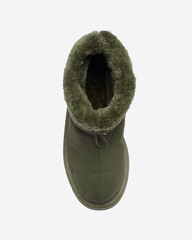 Тъмнозелени дамски изолирани ботуши a'la snow boots Kaliolen - Обувки