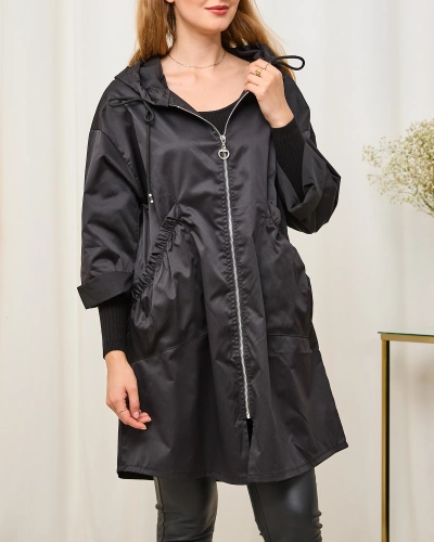 Черно дамско яке с качулка - Clothing