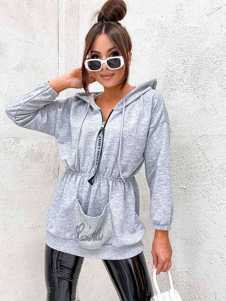 Royalfashion Светлосив дамски суитшърт с циркони