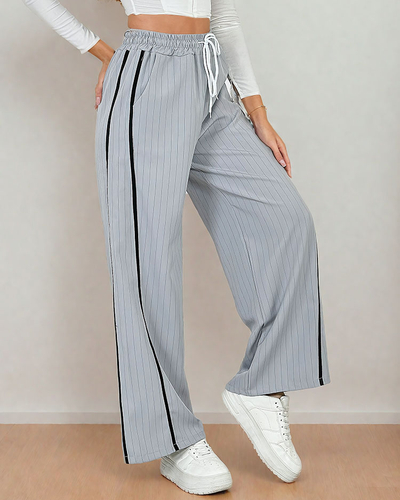 Royalfashion Дамски панталон от раиран плат с ивици