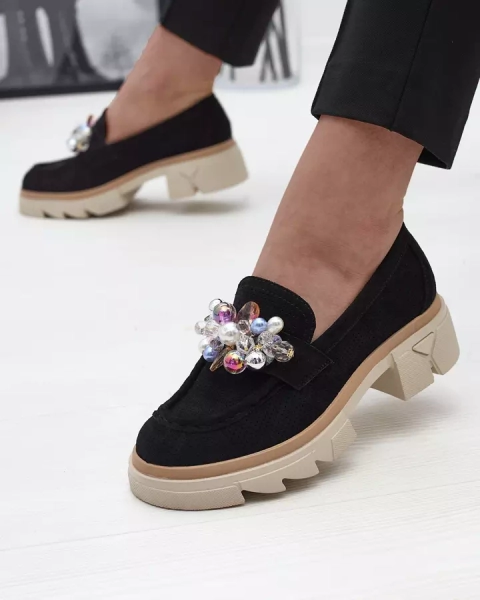 Дамски черни ажурни мокасини Peloga- Footwear