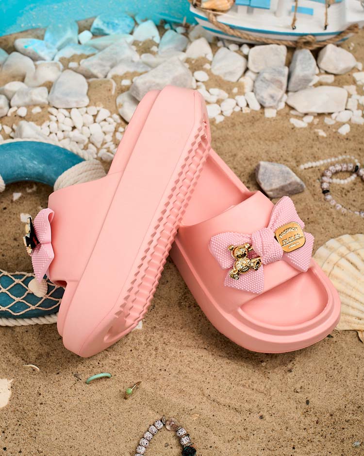 Royalfashion Дамски гумени джапанки с декоративна панделка Nilm