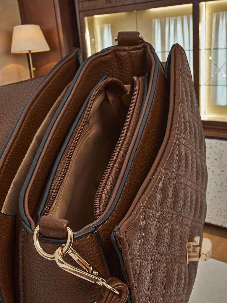 Дамска чанта Luna Тъмнoкафява Екокожена Елегантна