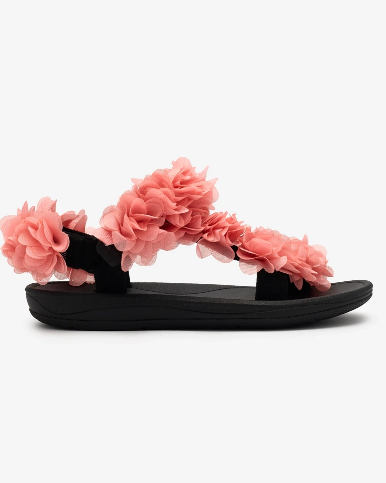 Royalfashion Коралови дамски сандали с цветя Alferroy