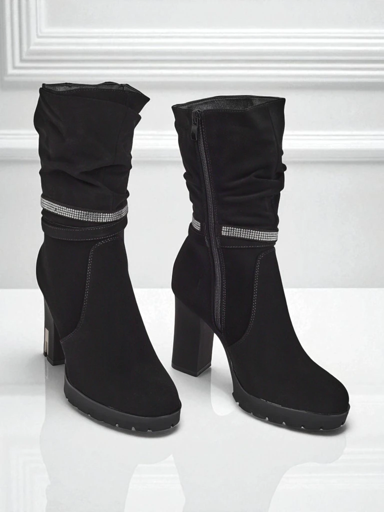 Матови дамски боти на ток Ashen Bloom