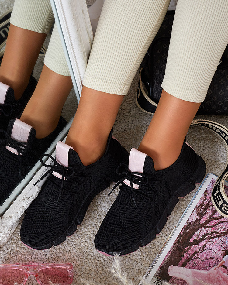 Czarno - różowe sportowe buty damskie Bommgi - Obuwie