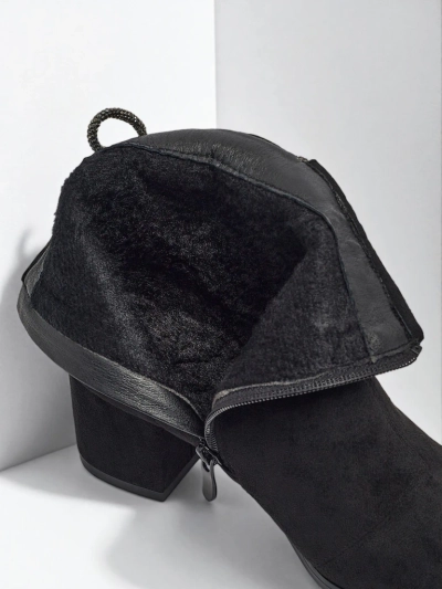 Дамски еко велурени боти до глезена на ток Ornella