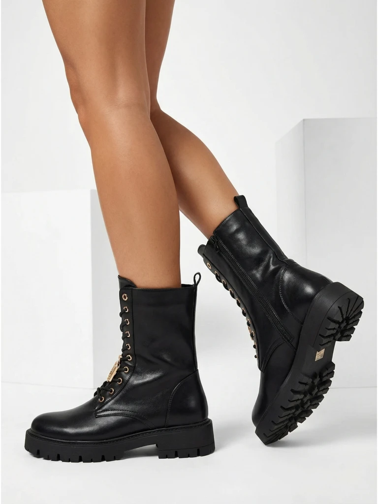 Дамски еко кожени боти с връзки Venit