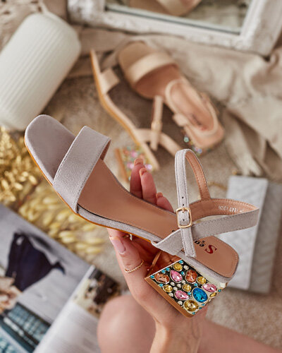 Royalfashion Дамски сандали на ток с кристали Ohvare