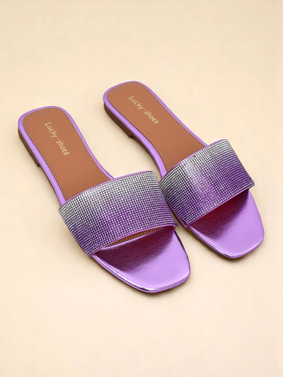 Royalfashion Дамски чехли с цирконии ShinyGlow