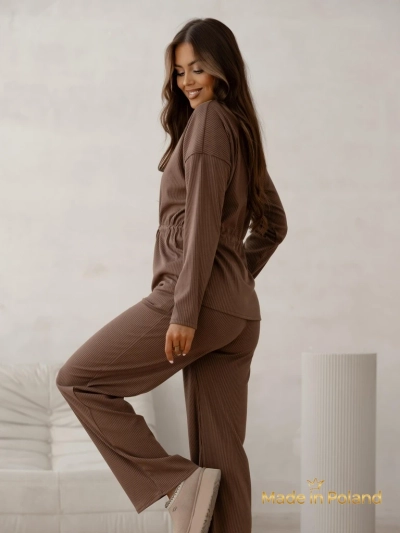 Royalfashion Дамски комплект от памук, в стил плетен, на райета