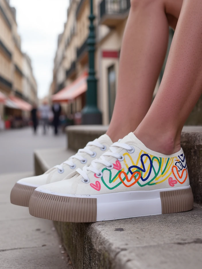 Royalfashion дамски кецове с принт на сърца Sercess