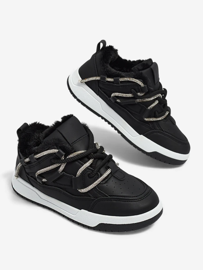 Дамски сникърси Luna черни от екологична кожа за всеки ден