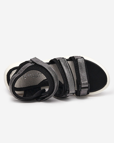 Dziewczęce sandałki zapinane na rzepy w kolorze grafitowym Mumin- Obuwie