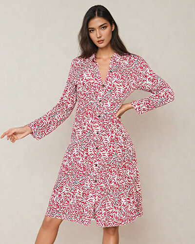 Royalfashion Дамска миди рокля с принт