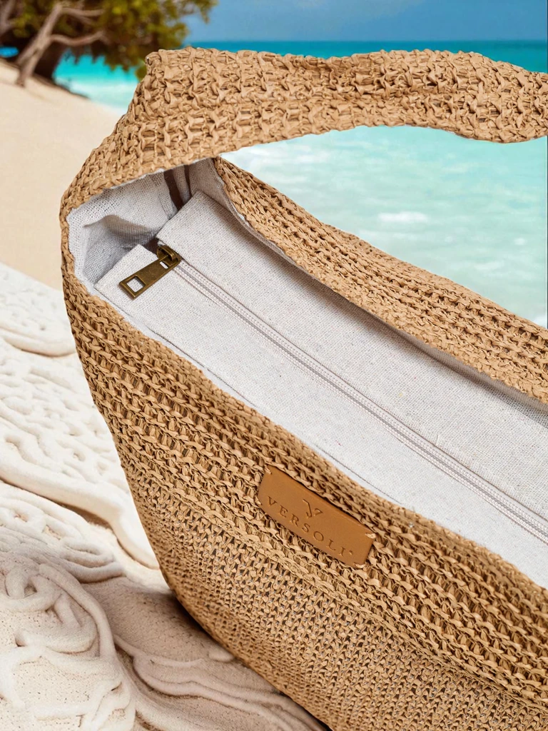 Royalfashion Голяма дамска сламена чанта Marella Natura