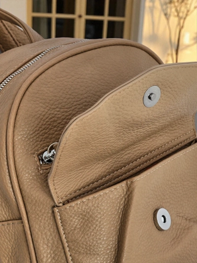 Плетена дамска раница Królewska Moda Livia бежова екологична кожа 25x25cm