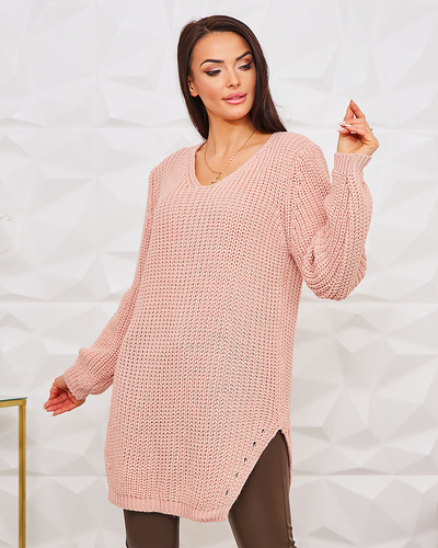 Royalfashion По-дълъг дамски плетен пуловер