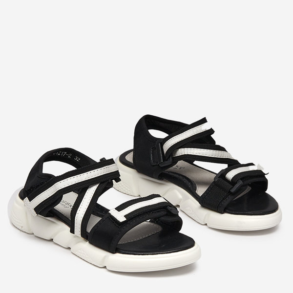 Czarno-białe dziecięce sandałki zapinane na rzepy Modis - Obuwie