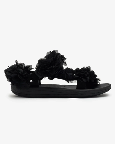 Royalfashion Черни дамски сандали с цветя Alferroy