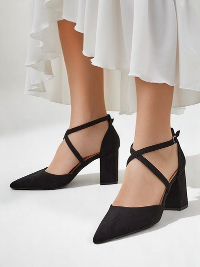 Royalfashion дамски еко-замшени помпи с каишки Kanastru