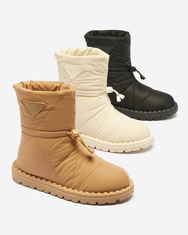 Дамски кремави ватирани ботуши за сняг с равна подметка Ferri - Обувки