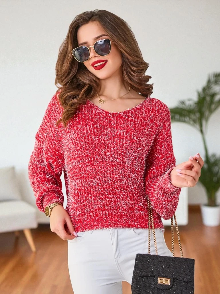 Жена пуловер Royalfashion с блестяща нишка