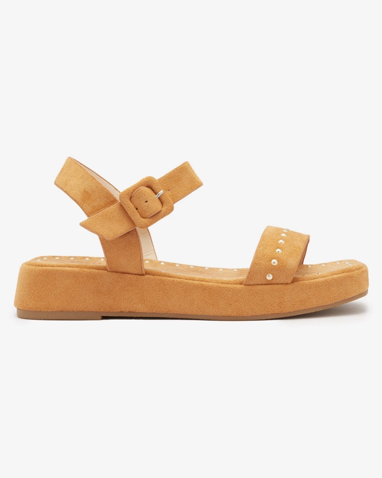 Кафяви дамски сандали с камъни Franssia - Обувки