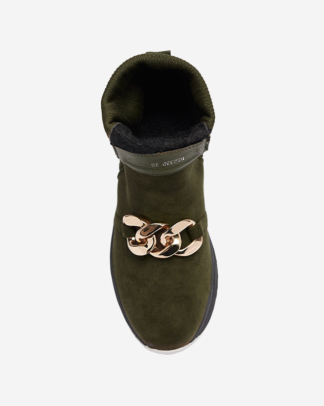 Зелени дамски ботуши от екокожа Cuzitta- Обувки