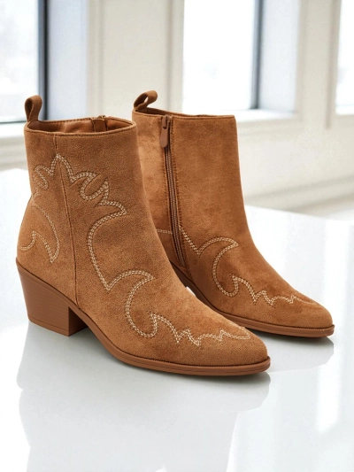 Botki damskie typu kowbojki Velvet Ash– na obcasie