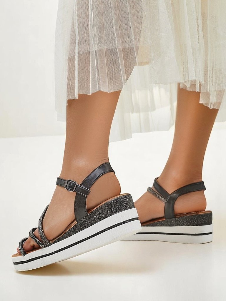 Royalfashion дамски сандали на платформа със стразове Ballosa