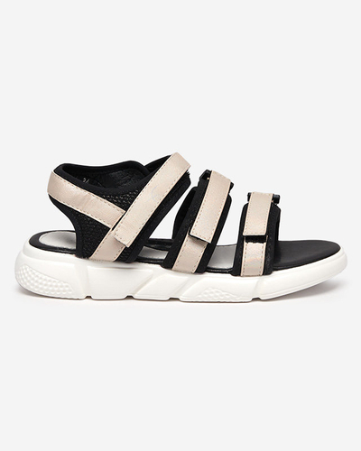 Dziewczęce sandałki zapinane na rzepy w kolorze beżowym Mumin- Obuwie