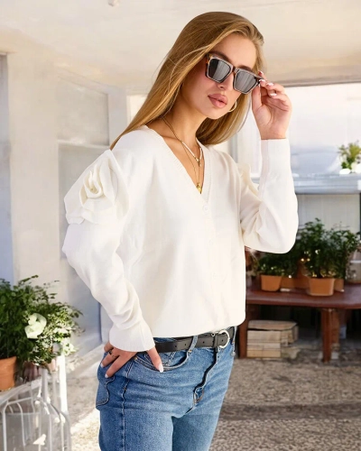 Royalfashion Дамски пуловер с разкопчани копчета