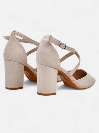 Royalfashion дамски помпи от еко велур с каишки Kanastru