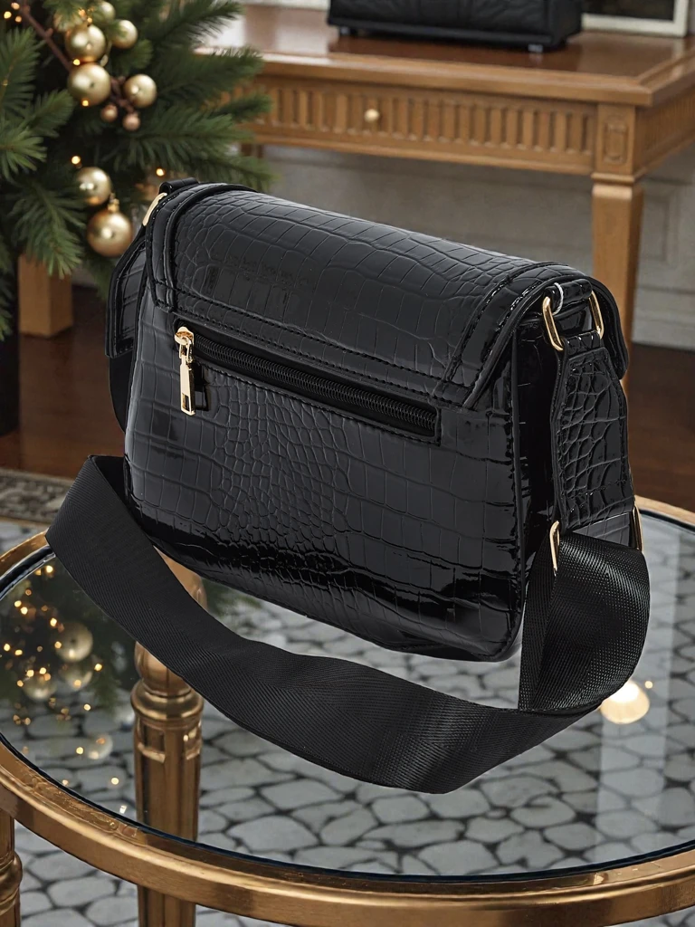 Лакирана малка дамска чанта от еко кожа Lurenn