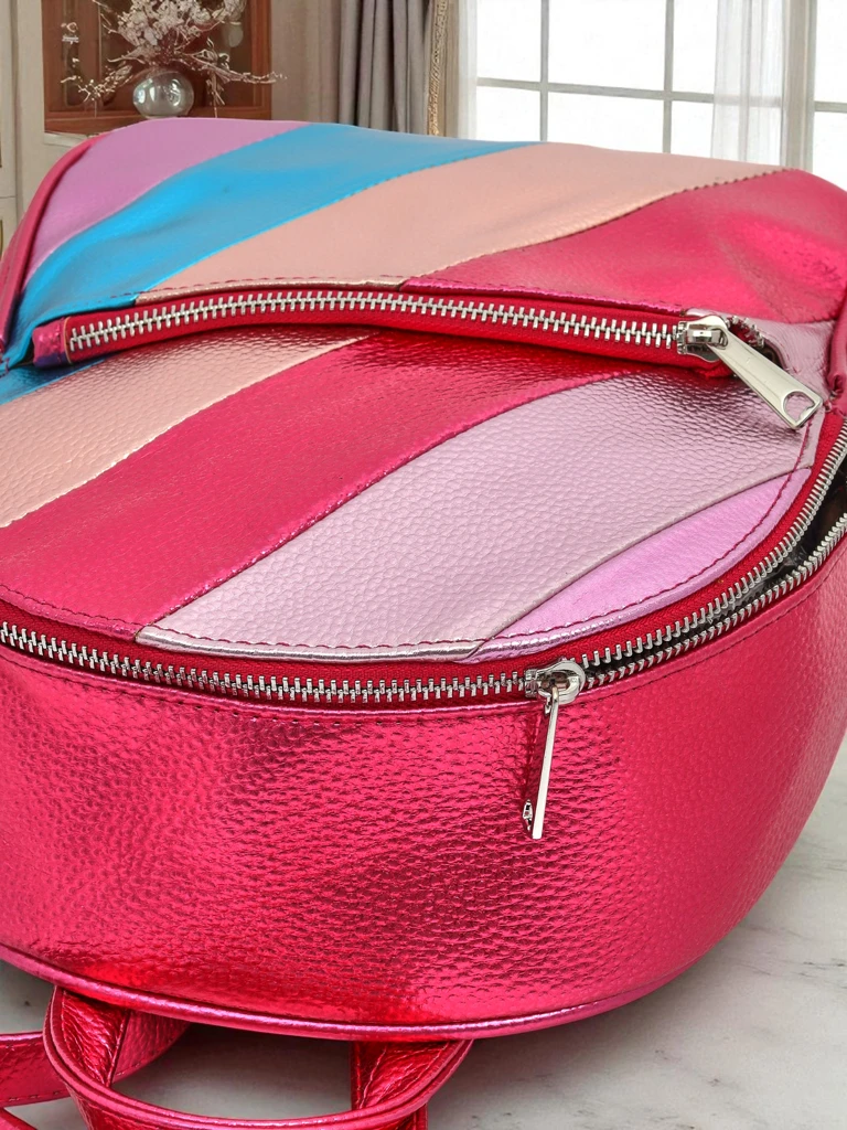 Royalfashion Дамска раница от еко кожа с металически ивици Metallic Stripes