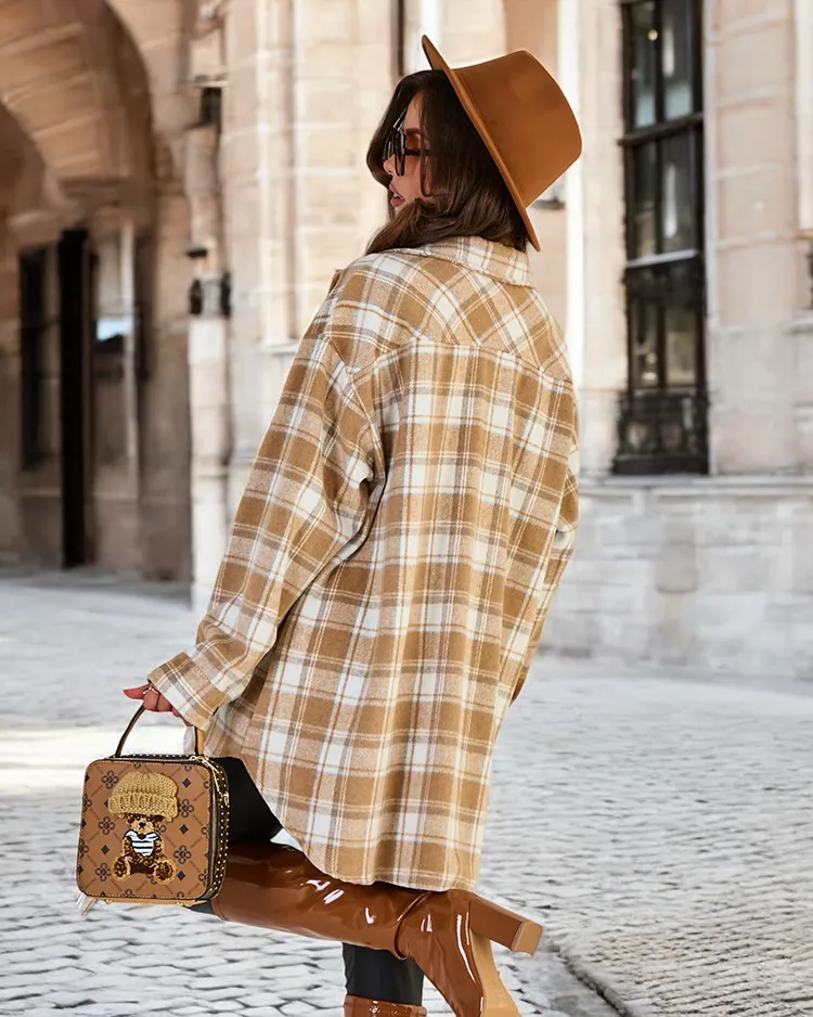 Royalfashion Дамско памучно палто тип риза