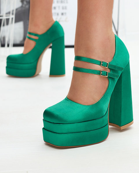 Зелени дамски обувки с висок ток Elika - Обувки