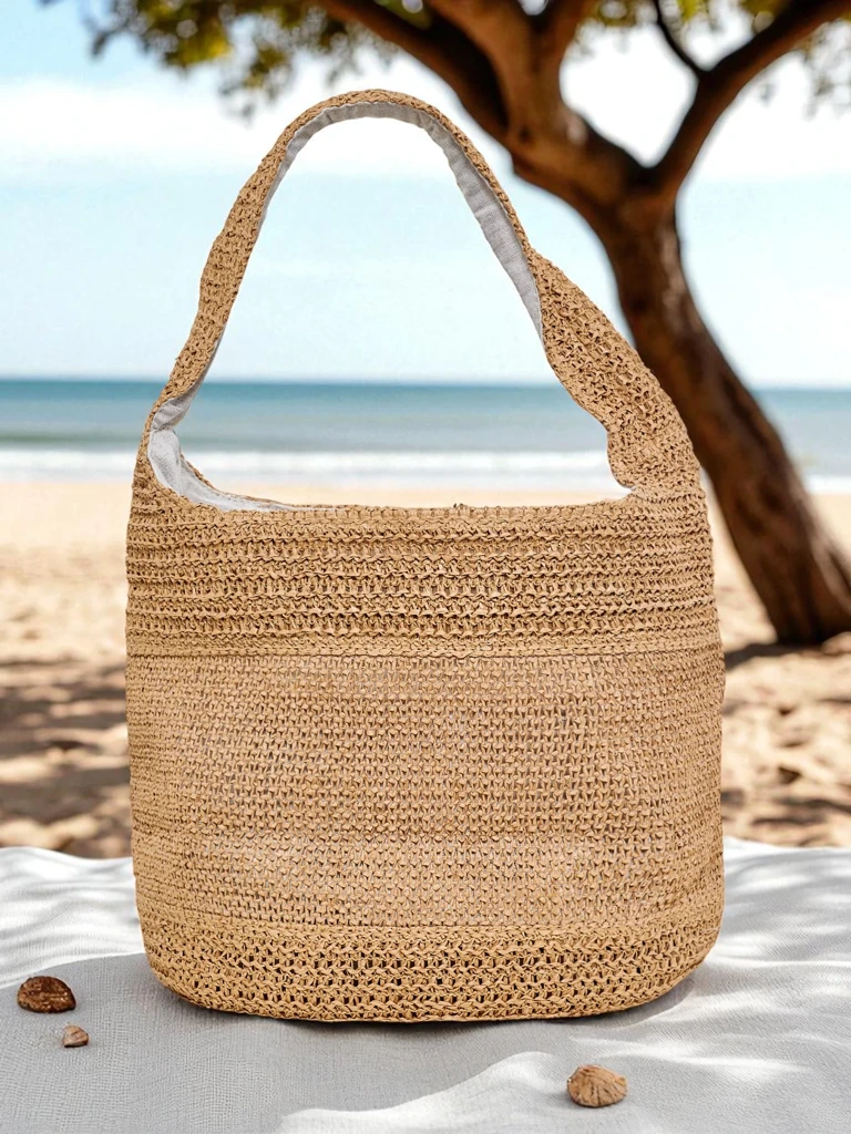 Royalfashion Голяма дамска сламена чанта Marella Natura