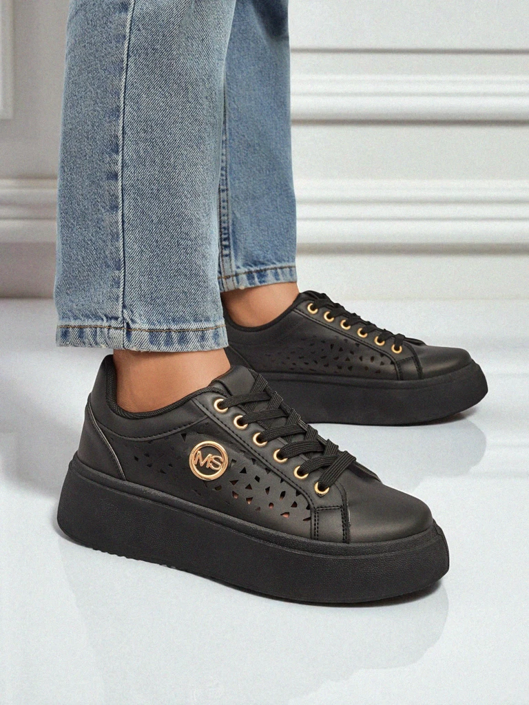 Aurelia Nero - Черна платформа Royalfashion от еко кожа, модел LH201-8